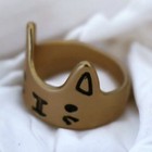 New Brushed Gold Crazy Cat Lady Feline Kitty Cat Kitten Face Ring Sz 8 Jewelry