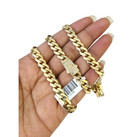 Real 10k Gold Chain 7mm Monaco Cuban Link Necklace 24   Men s 10kt Yellow Gold