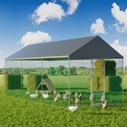 Metal Chicken Coop Outdoor Walk-in Hen House With Full Roof Cover Lockable Door