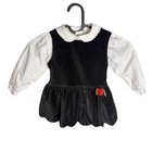 Vintage Baby Togs 24m Black Velvet Dress White Collar Red Rose Toddler Girl