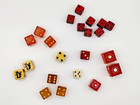 Vintage Dice Lot Bakelite Skunk Celluloid Red Yellow Tangerine Wood Las Vegas