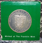 1977 Panama Proof  925 Silver One  balboa  Coin Franklin Mint Carded  ec3 Ecc c