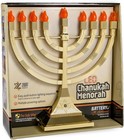 Zion Judaica Glossy Gold Electric Hanukkah Menorah Led Bulbs Full Size  