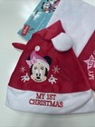 Disney My 1st Christmas Minnie Mouse Stocking And Hat Set Red And Pink New