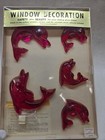 Vintage Turquoise Lucite Acrylic Bathroom Red Dolphin Wall Art Set Of 4
