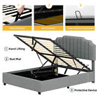 Full queen king Size Lift Up Storage Bed Frame With Velvet Upholstered Headboard