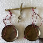 Antique Brass Hand Held Balance Pan Scale  2    Weight Set In Vintage Tea Tin