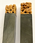 Vintage Chinese Dragon Phoenix Stone Seal Stamps Set Carved Shawn Steve Chop