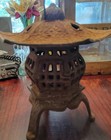 Vintage Japanese Cast Iron Pagoda Candle Lantern Antique Weathered Tsuridoro