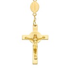 18k Yellow Gold Rosary Necklace 3 Saint Benedict Medals Jesus Cross 2 5mm Sphere