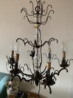 Antique Vintage French Brass 6 Arm Chandelier Light Fixture