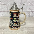 Rare German Beer Stein Deutschland Coats Of Arms With Lid 9  Beerstein