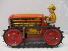 Marx Tin Litho Windup Midget Climbing Tractor   Attachments 1940s Toy Works