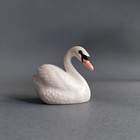 2 X Miniature Ceramic White Swan Figurine Bird Collectible Cake Topper Decor