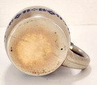 Vtg Blue Stoneware Salt Glazed Beer Mug Stein Pewter Metal Zinn Hinged Lid 5 