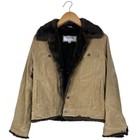Vintage Y2k Wilson s Maxima Women   s Large Tan Leather Suede Faux Fur Coat Boho