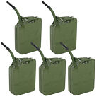 5x Jerry Can 5 Gallon 20l Oil Army Gas Can Military Steel Tank With Spouts Green