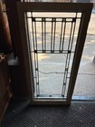 Antique Prairie Style 1915 Leaded Stained Glass Door   Window 46  By 22   