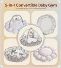 Mallify 5-in-1 Baby Play Gym Tummy Time Mat Activity Center 6 Toys Grey