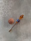 Vintage 90 s Hatpin Stickpin Czech Amber Glass Crystal Rhinestone Beads 3  Long