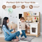 Play Kitchen  Wooden Toddler Kitchen Playset W light And Sound blackboard mic   