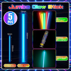 5 Pcs Large Glow Sticks  14 Inch Jumbo Light Up Sticks Holiday Colorful Sticks E
