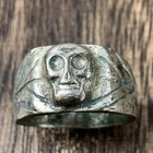 German Wehrmacht Skull Bones Vintage Silver Military Ring  Size 26