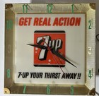 Vintage 1960s    get Real Action 7-up Your Thirst Away    Clock Light Sign