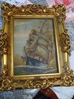 Antique Signed Oil Painting 16 X 12 Original Grant Sailboat Rough Waters Beauty