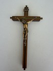 Vintage Wooden   Metal Crucifix Cross Jesus Christ Religious Wall Hanging Inri