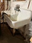 Antique vintage Cast Iron White Porcelain Back Kitchen Farm Sink With Legs