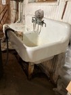 Antique vintage Cast Iron White Porcelan Kitchen Farm Sink  Faucet With Legs  