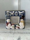 Ceramic Snowman Picture Frame Christmas Winter Snow Holidays Snow Day