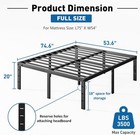 Full Size Tall Bed Frame  20-inch Metal Platform Base With Full  Black 
