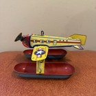 Vintage 1950   s J  Chein Seaplane Tin Litho Toy Plane Windup Working Condition