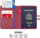 Premium Leather Passport Holder Covers Case  Waterproof Rfid Blocking Travel Wal