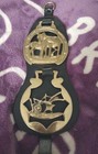 Vintage Horse Medallion- Horse Tack W leather Strap And 2 Brass Medals- 10  Long