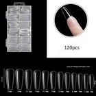 120pcs Clear Long Coffin Nail Tips Press On False Nails With Storage Box