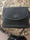 Black Leather Floral Embossed Bible Cover Case W  Cross  Zipper  Shoulder Strap