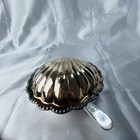Vintage Silver-plated Clam Shell Caviar Butter Dish Glass Knife Tableware