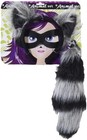One Size Raccoon Headband And Tail Accessory Set - Perfect For Halloween Fun