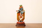 Antique Krishna Statue Wooden Hindu God Vintage Carving Home Garden Temple Decor