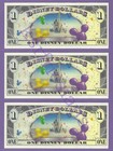 2009 A  1 Mickey   Pluto Disneyland Disney Dollars  3  Consecutive A00018175-177