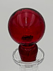 3 5  Ruby Red Crackle Glass Ball Stopper Ground Peg Shank Vtg
