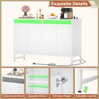 Sideboard Buffet Cabinet Power Outlet Led Light Dining Living Hallway White