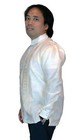 Handmade Barong Tagalog For Men - Ivory White Organza  Two-tone Embroidery