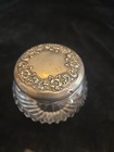 Antique Cut Crystal Powder Jar With Sterling Lid