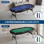 8 Player Poker Table 2 Game Mats Texas Holdem Blackjack Folding Casino Table