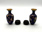 Vintage Pair Of Chinese Cloisonne Enamel Vases With Stands