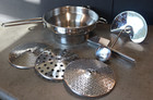 Granite Ware Stainless Steel Deluxe Food Mill 2-qt W 3 Milling Discs   Catch Pan